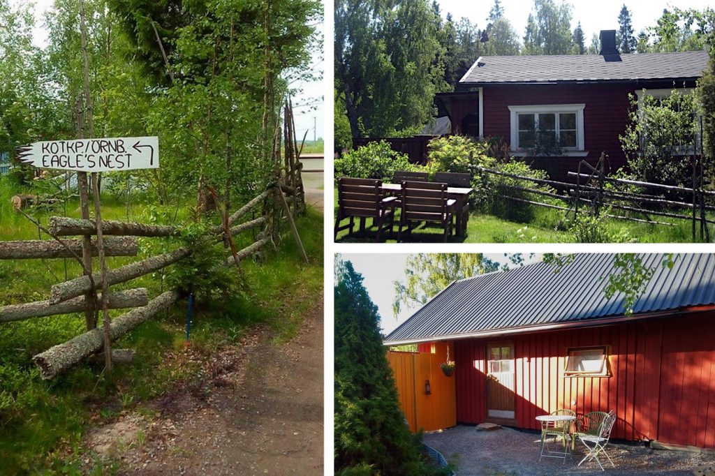 Björkö Eagle's Nest - signpost, Cottage A, Cottage B