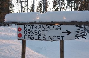 Signpost Kotkanpesä Örnboet Eagle's Nest