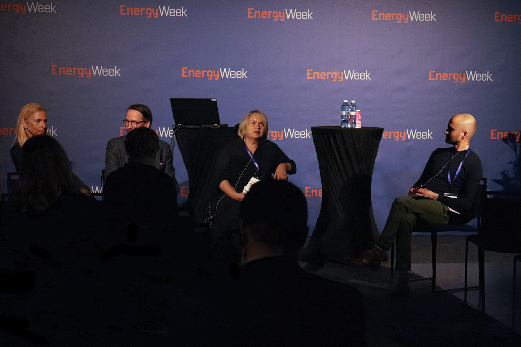 Pia Erkinheimo, Søren Berg Rasmussen, Virpi Mikkonen, and Mikko Huumo during Team Finland's Financing Growth event at Vaasa EnergyWeek 2022