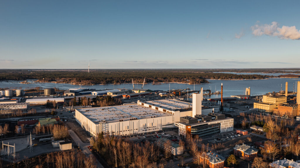 Aerial shot of Wärtsilä's Sustainable Technology Hub in Vaskiluoto, Vaasa