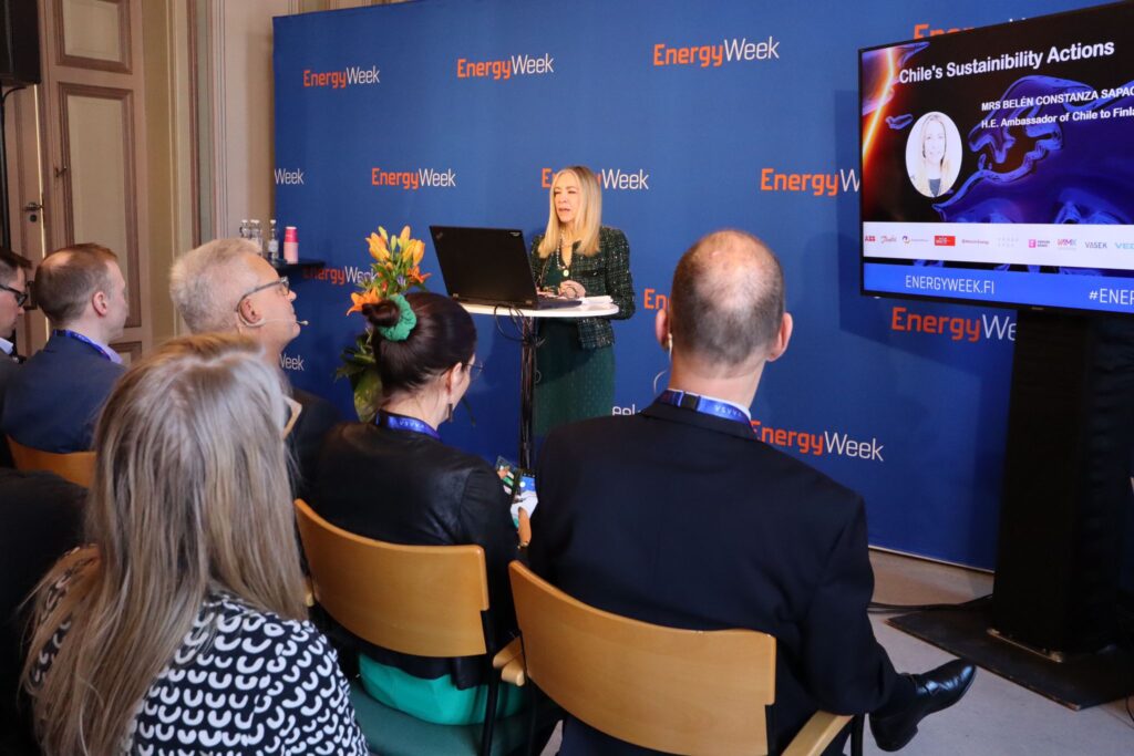 H.E. Mrs Belén Constanza Sapag Muñoz de la Peña, Ambassador of Chile to Finland, speaks at Vaasa Energy Week 2023