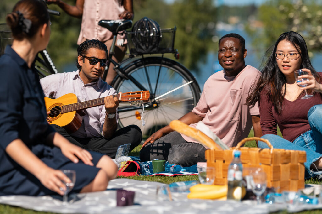 International students in Vaasa relaxing at a picnic