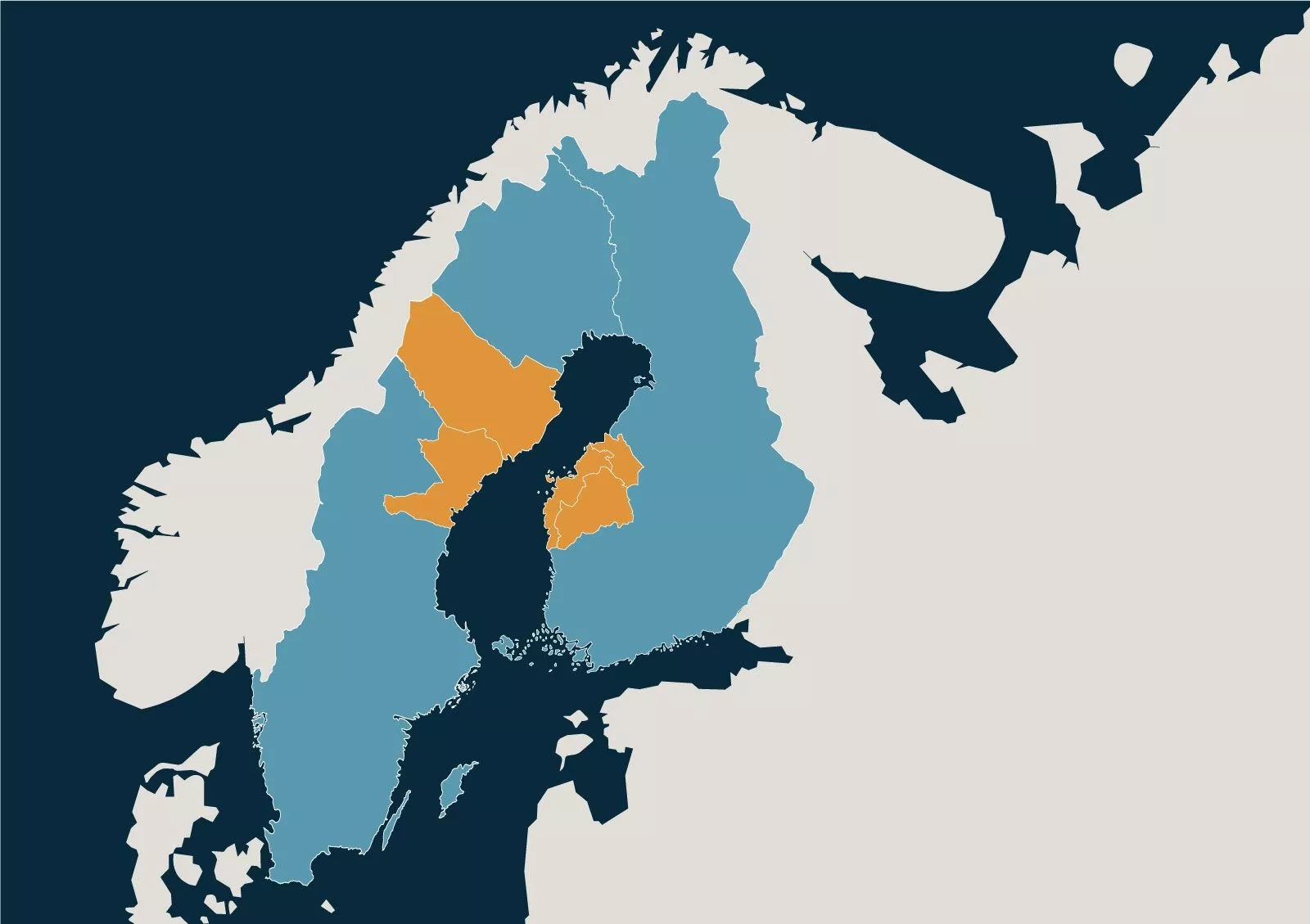 Map highlighting the Kvarken region across Sweden and Finland