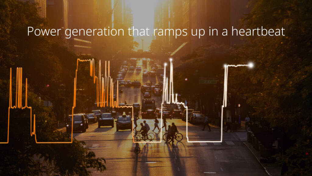 Wärtsilä graphic, "Power generation that ramps up in a heartbeat"